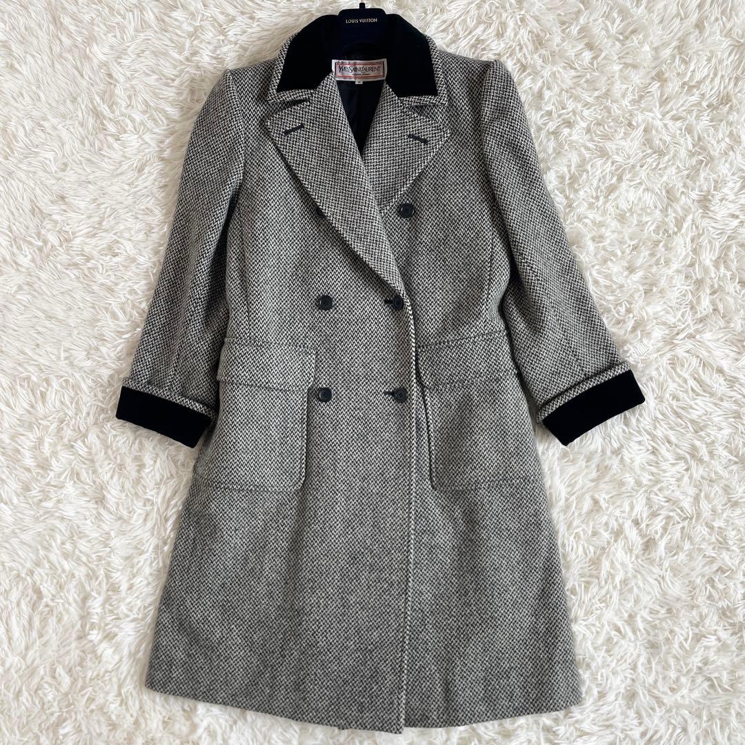 新品未使用　イヴサンローラン　チェスターコート　ヘリンボーン　ツイード　グレー