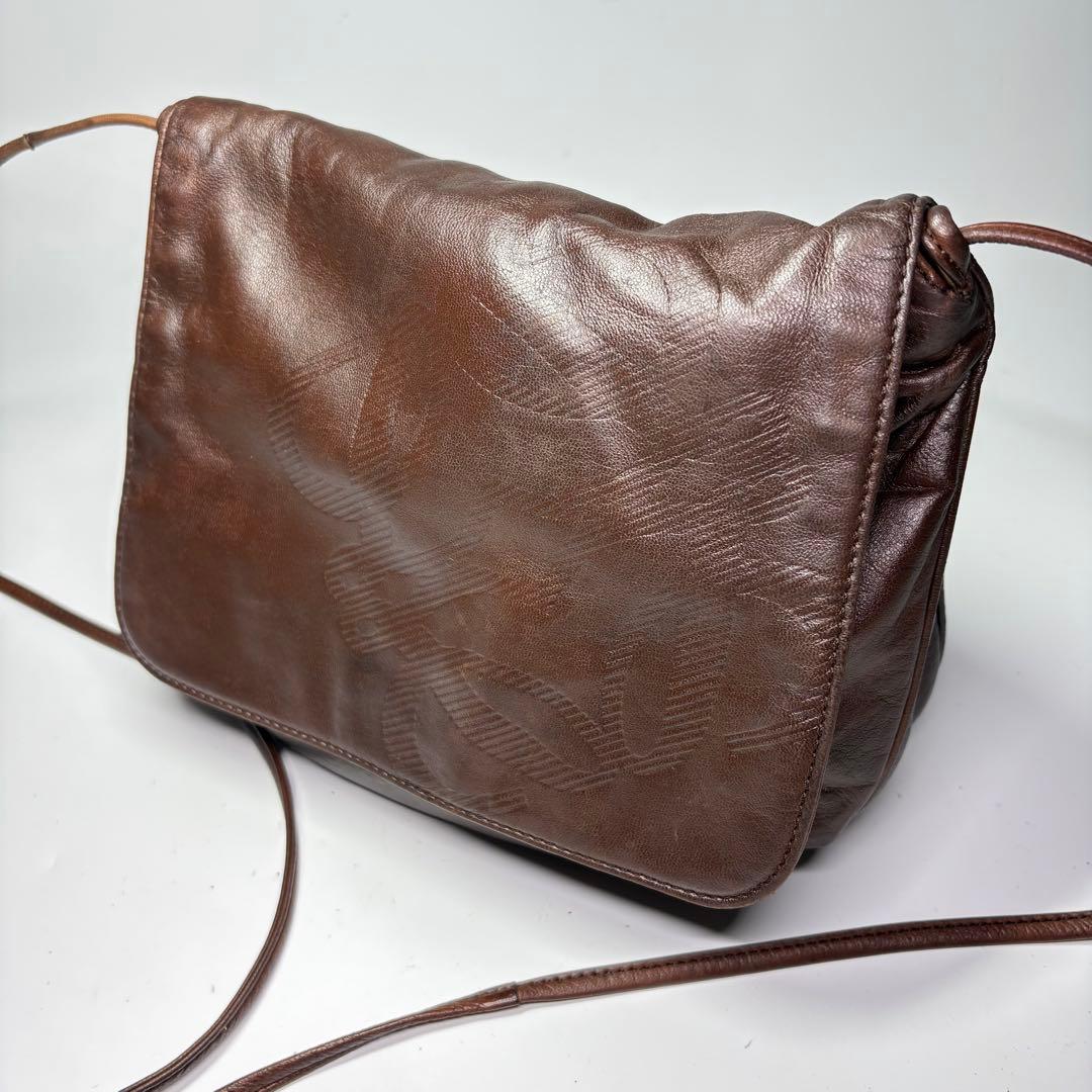 美品　ロエベ ナッパレザー ビンテージショルダーバッグ アナグラム　ブラウン