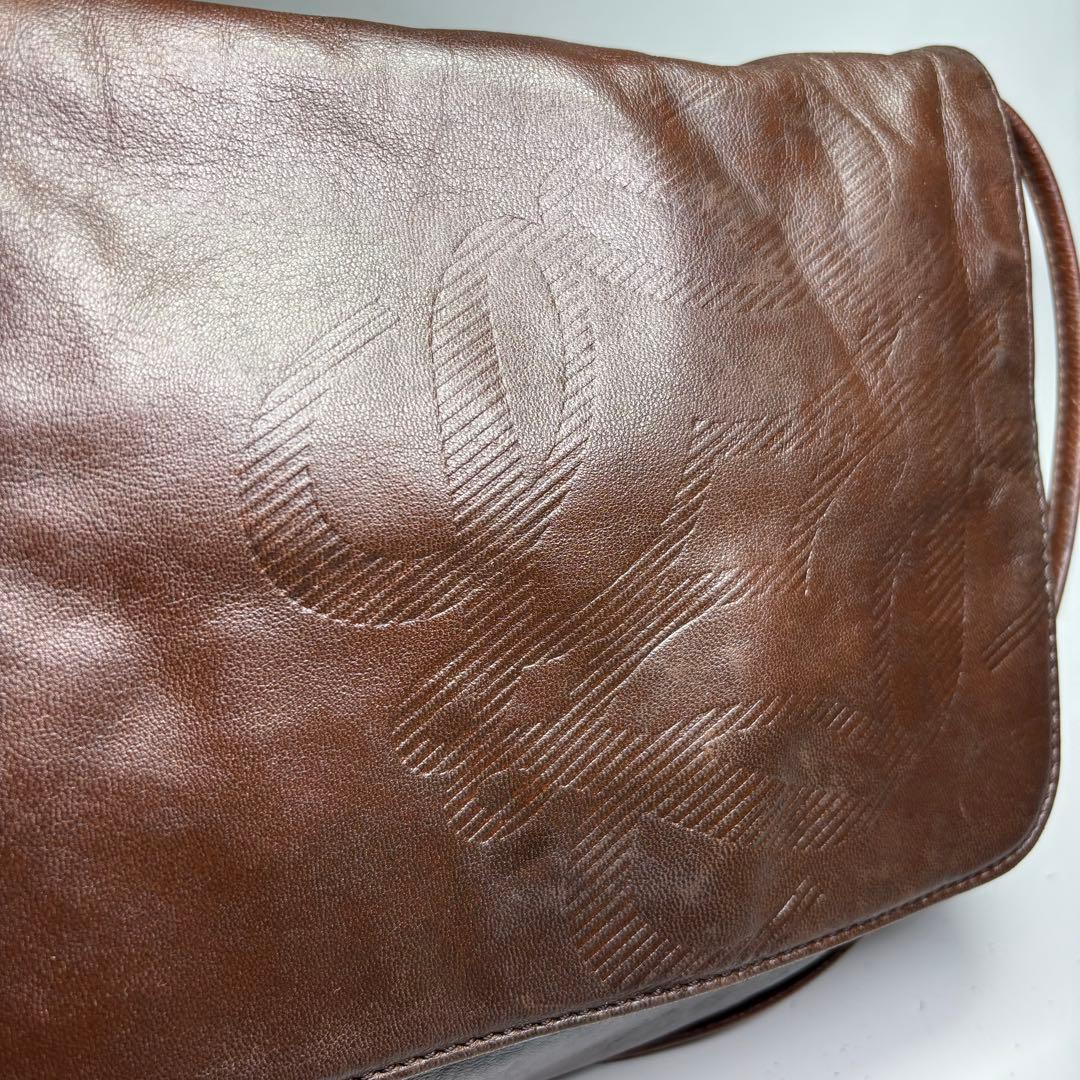 美品　ロエベ ナッパレザー ビンテージショルダーバッグ アナグラム　ブラウン