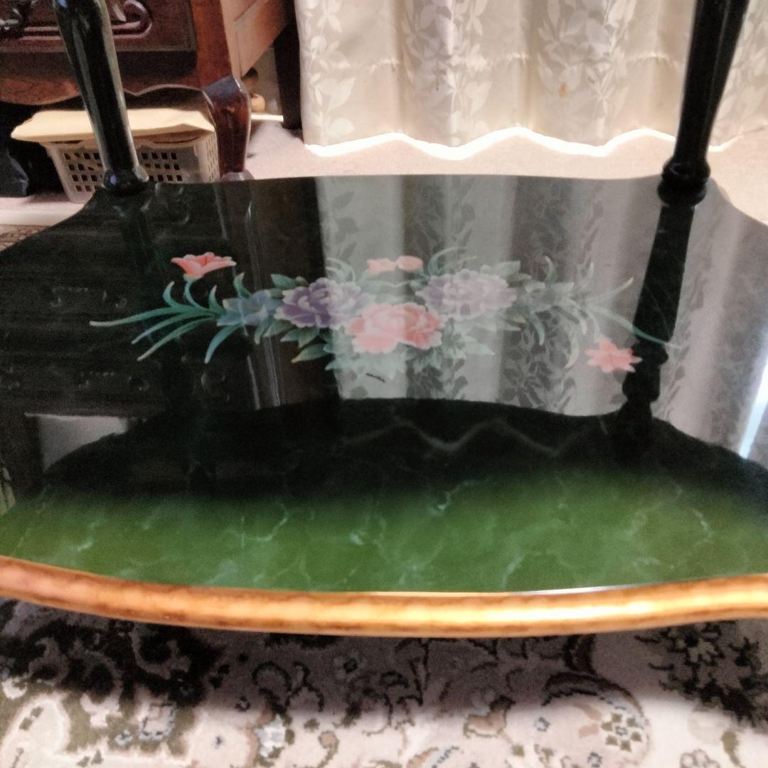 イタリア製センターテーブル グリーンのマーブル模様