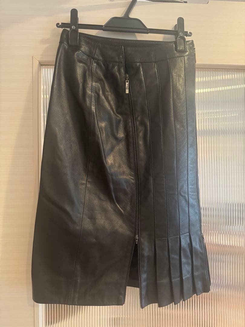 Christian Dior 黒 レザー タイトスカート　イタリア製