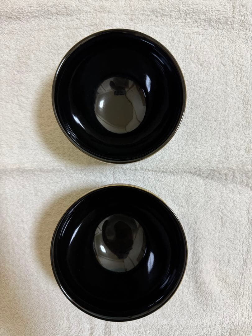 藤山造 仁清風 天目形 金刷毛目 数茶碗 10客 中外黒 共箱付き