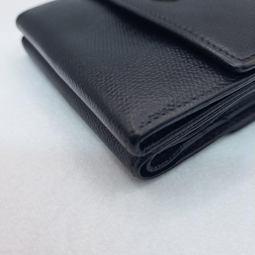 CHANEL　ココボタン　ブラック　 三つ折り財布