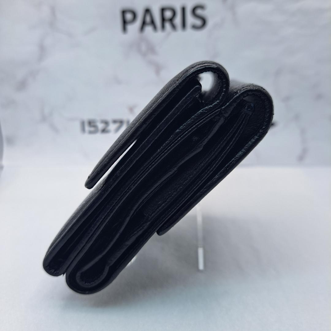 CHANEL　ココボタン　ブラック　 三つ折り財布