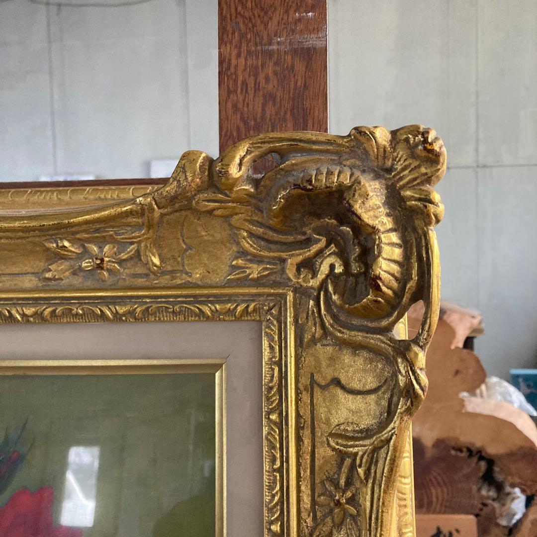 サイン￼ K.Sasaki 赤い薔薇の油彩画 F10号 額装済み 古画