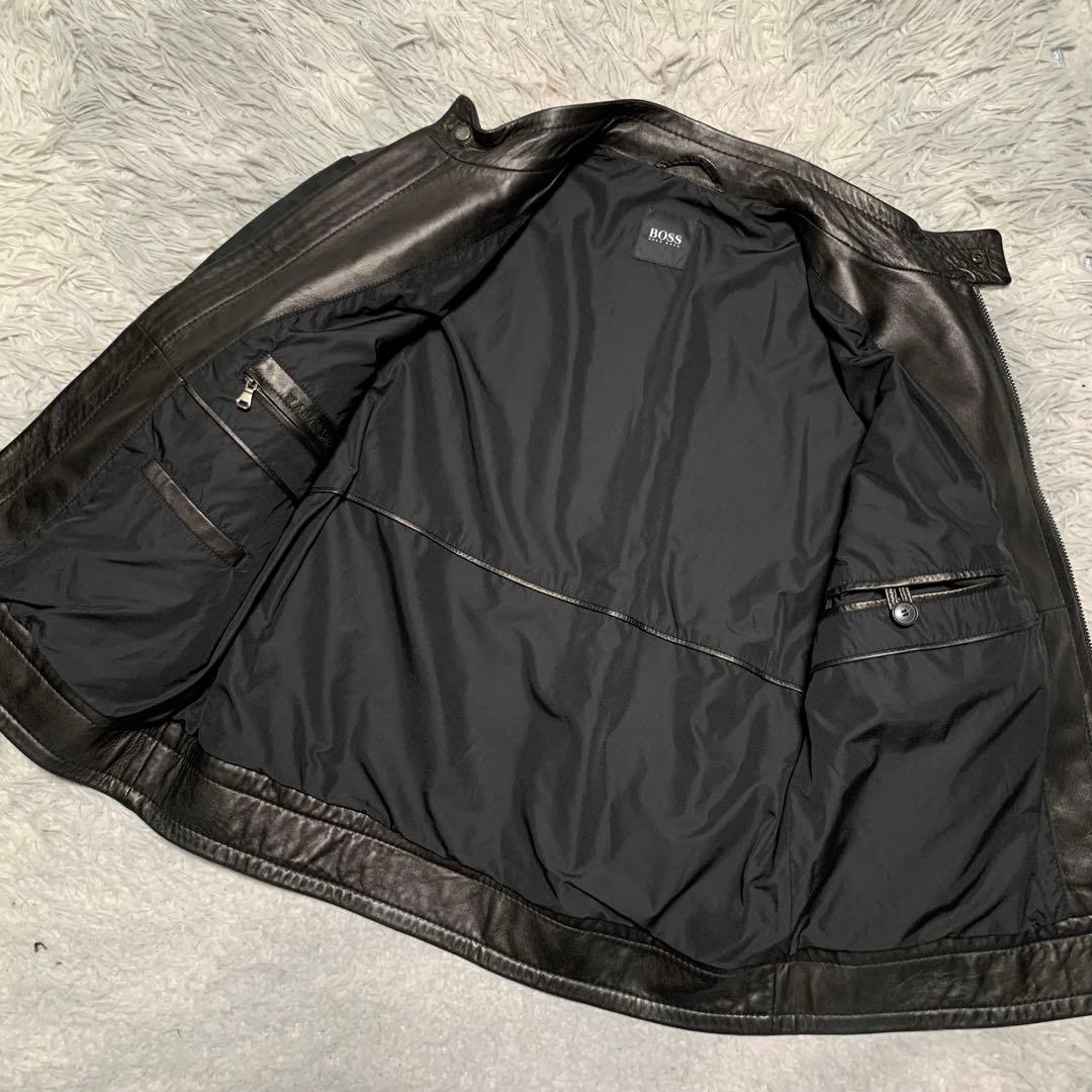 極美品 L HUGO BOSS ヒューゴボス レザージャケット ライダース