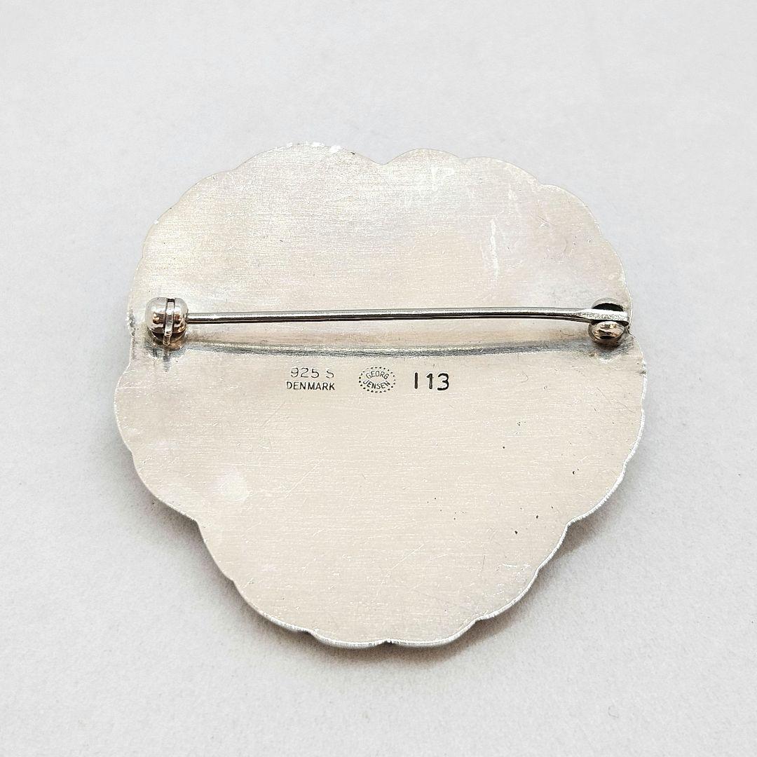 ジョージジェンセン ブローチ パンジー グリーンアゲイト ヴィオラ