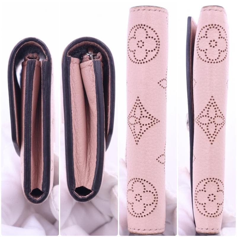 ルイヴィトン マヒナ ポルトモネ アナエ 財布 ピンク 箱付 ★イニシャル跡あり