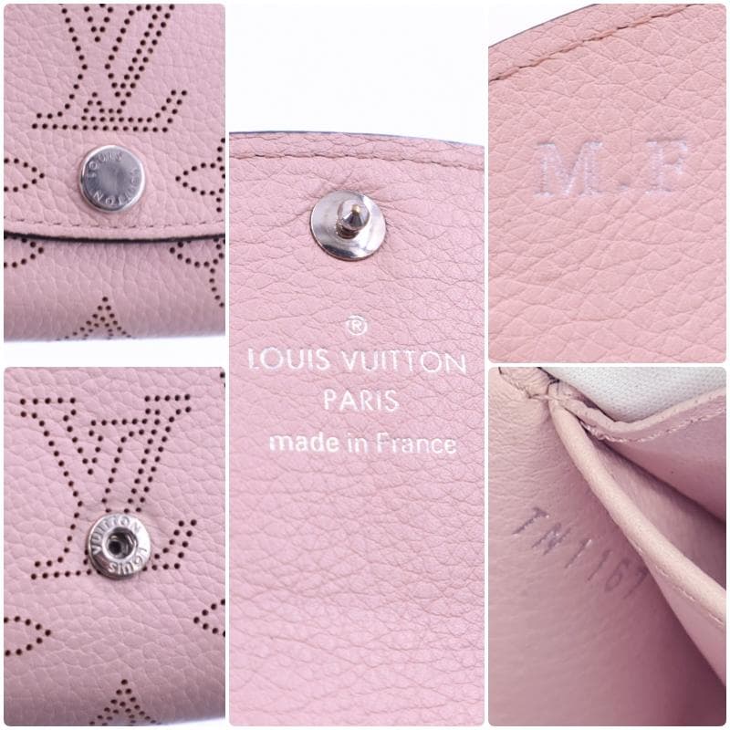 ルイヴィトン マヒナ ポルトモネ アナエ 財布 ピンク 箱付 ★イニシャル跡あり