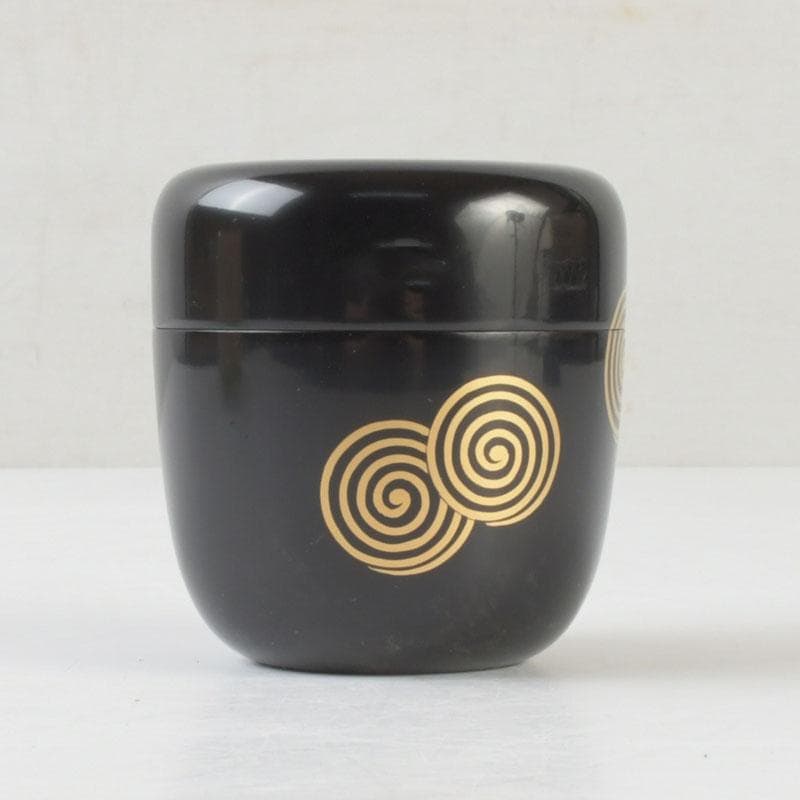 茶道具　坂下仙秀作　淡々斎好写　渦蒔絵　中棗　共箱　V　9834