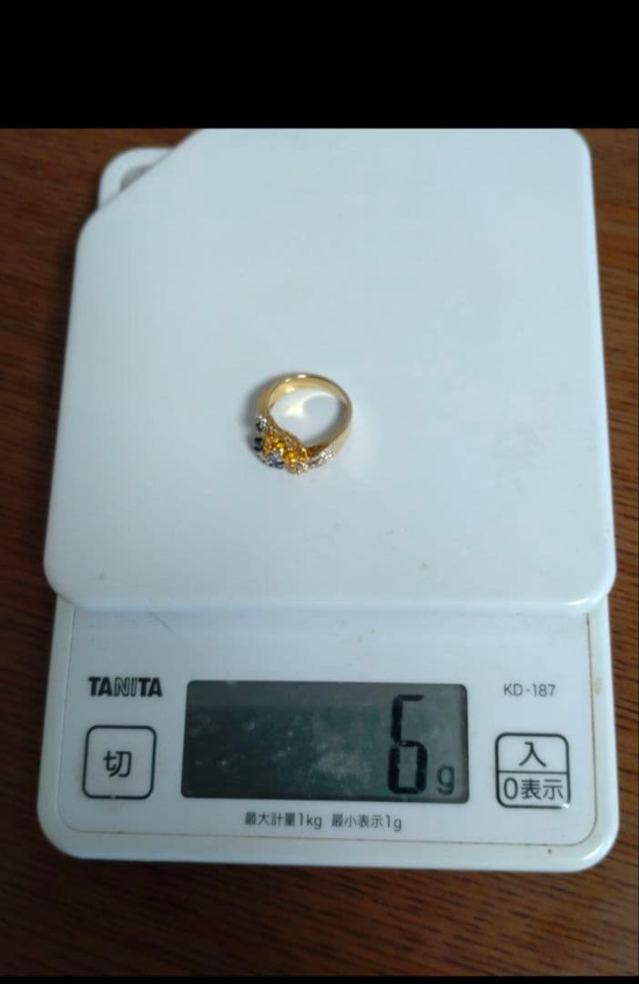 mayuブルーイエローサファイアダイヤモンドフラワーデザイン K18リング