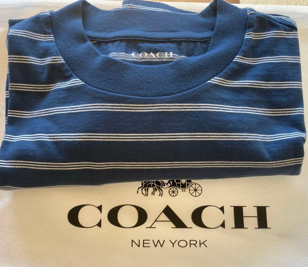 【新品】ＣＯＡＣＨコーチＴシャツ　ボーダー柄ブルー　コットン製Ｍサイズ