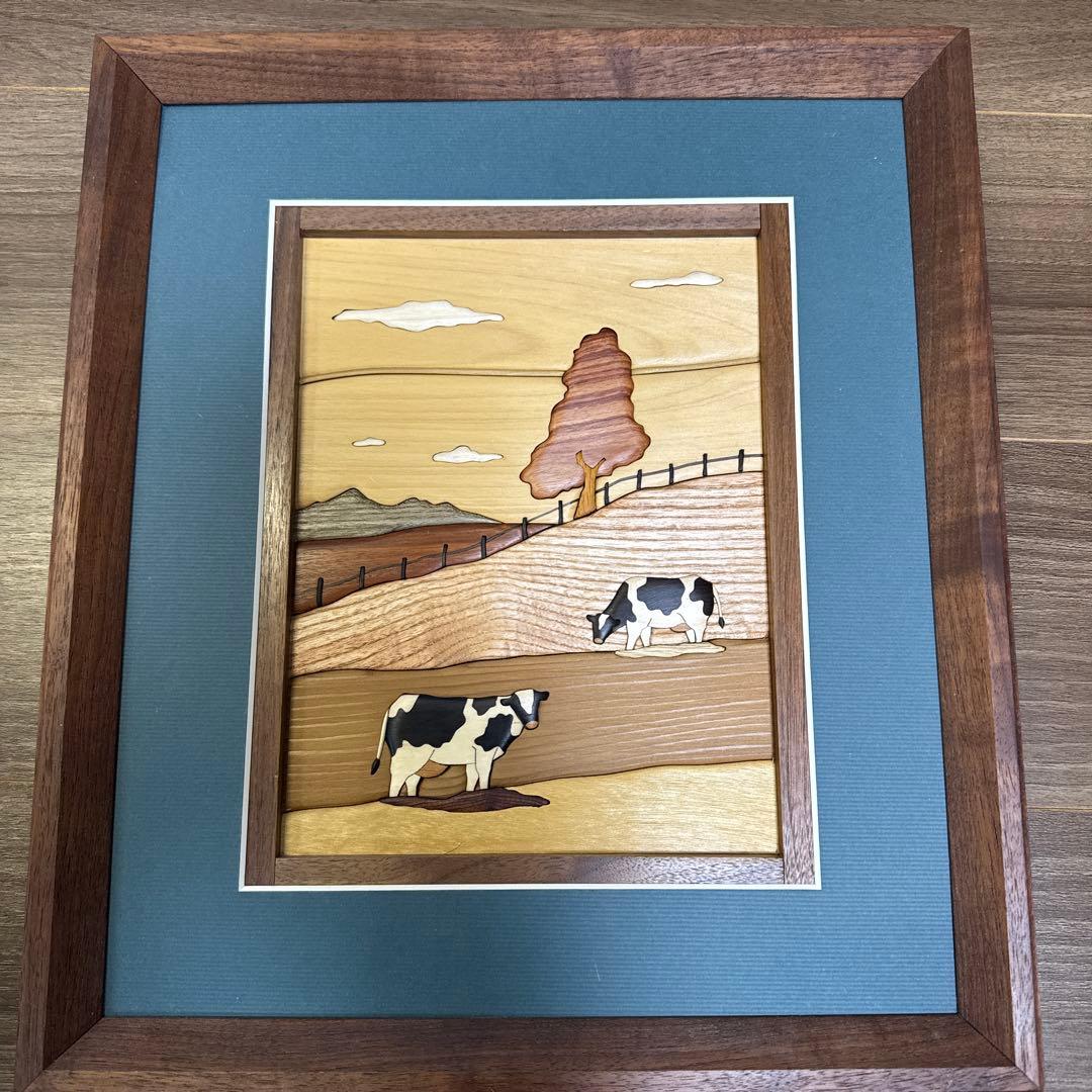 MUKU工房　工房ペッカー　寄木額絵　牧場
