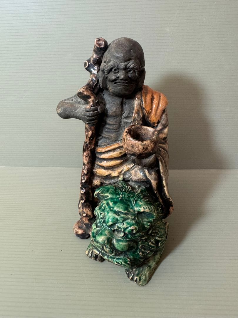 2719 時代物 人物 仙人青獅像　古美術 置物
