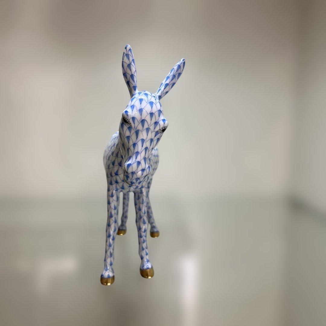 HEREND ヘレンド ロバの置物　フィギュリン 青　ブルー
