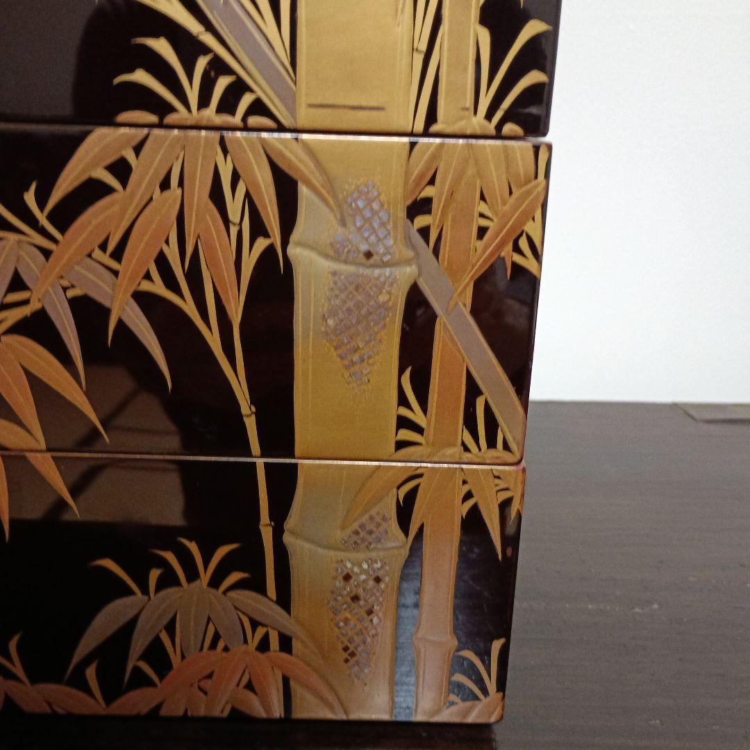 竹のデザイン重箱 漆器
