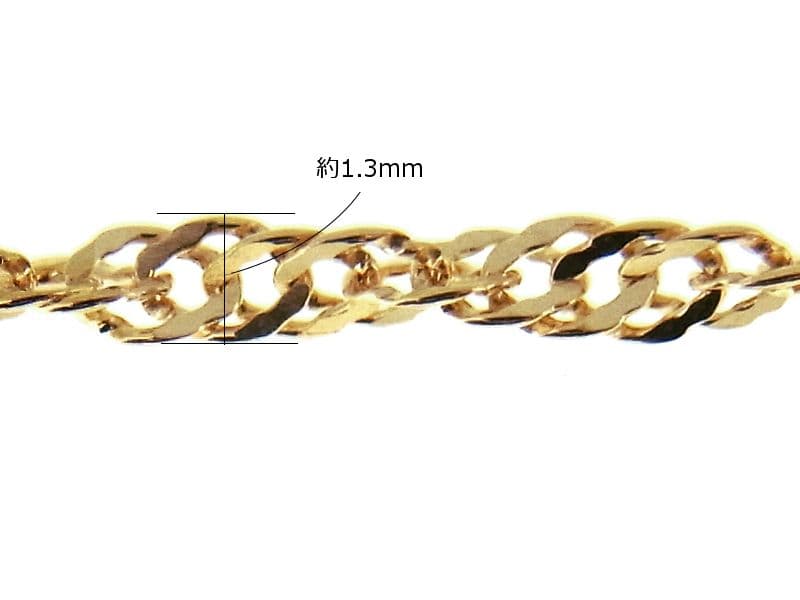 ゆゆ　k18アンクレット　スクリューチェーン　1.3㎜幅　つけっぱなし