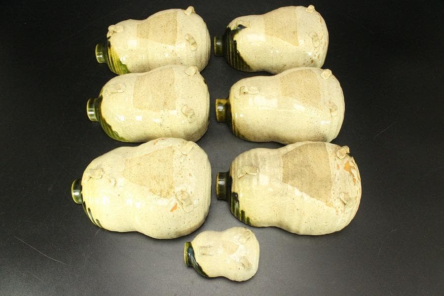 織部焼 瓢箪型器 深皿 大小七客 和食器 向付(メ1594)