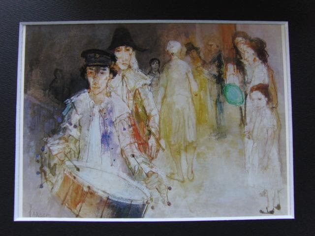 ジャン・ジャンセム、「太鼓」、希少な額装用画集より、新品高級額装付