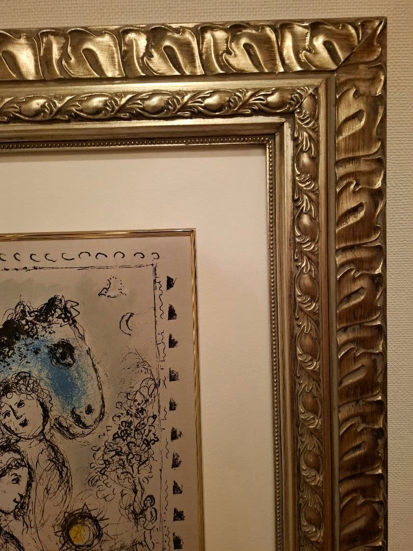 リ*ん様 マルク・シャガール リトグラフ (青い馬と恋人たち)立派な額