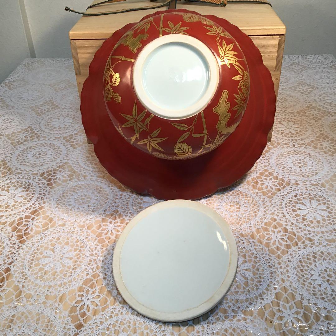 茶道具 水指 砂金袋 金襴手孔雀 桐竹 林 淡幽 造 共箱 Ｎ89a