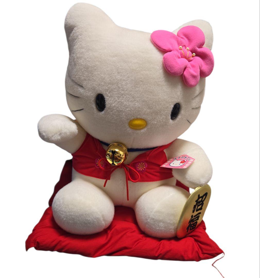 【激レア巨大６０cm】キティ ぬいぐるみ招き猫