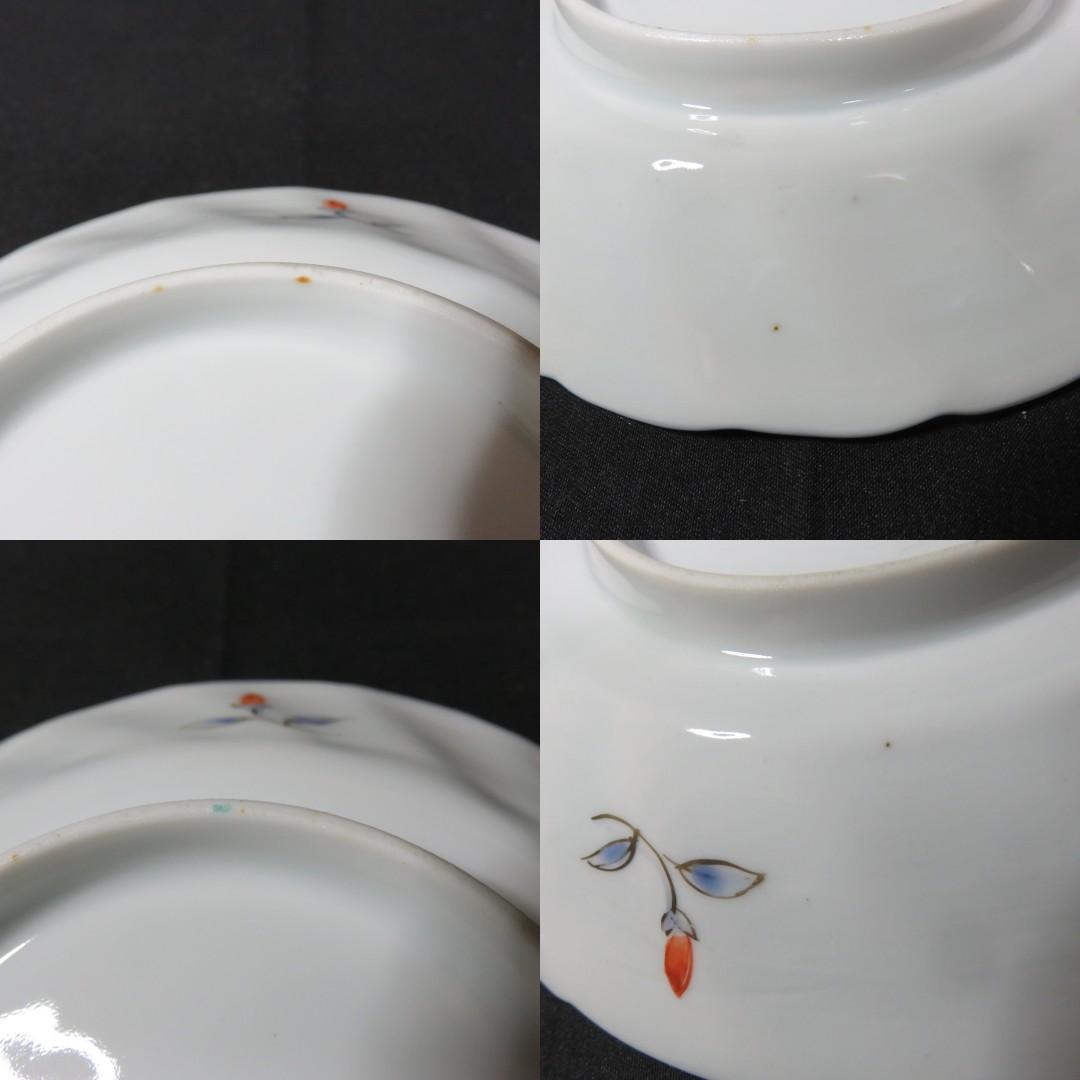 鳳凰 皿 5枚 窯傷 色絵付 銘 古伊万里 明治