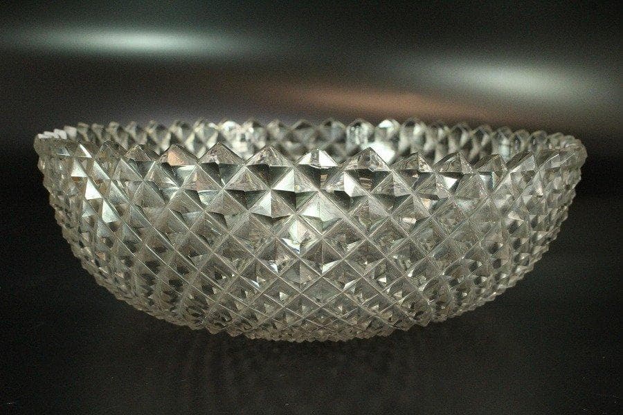 義山 切子硝子 時代 透明硝子 碗 菓子器 旧家蔵出