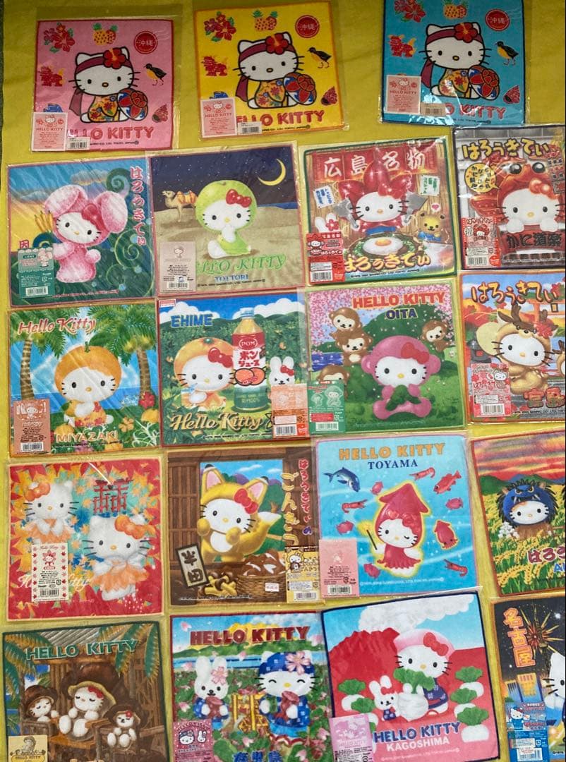 12345 ご当地‼️✳️キティタオルハンカチ‼️43枚✳️プチタオルサンリオ　レトロ
