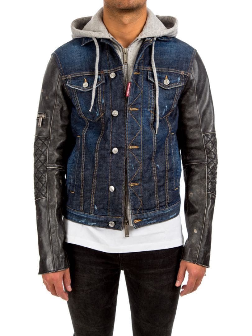 定価28万希少・新品・タグ付　袖レザーハイブリッド デニムジャケット サイズ44