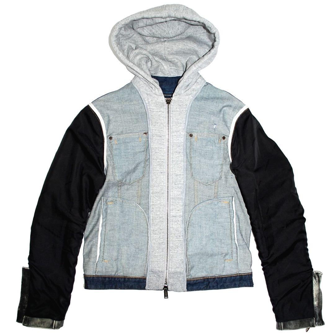 定価28万希少・新品・タグ付　袖レザーハイブリッド デニムジャケット サイズ44