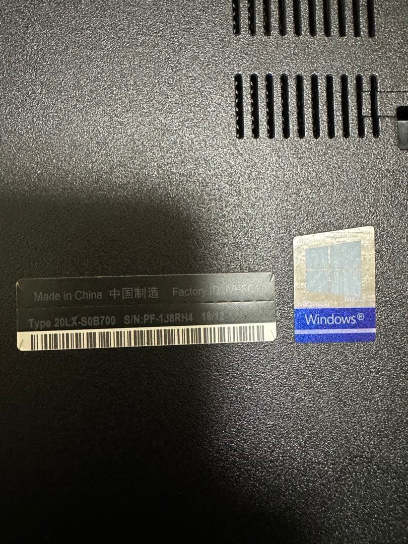 Lenovo ThinkPad ノートパソコン 20L-S0B700