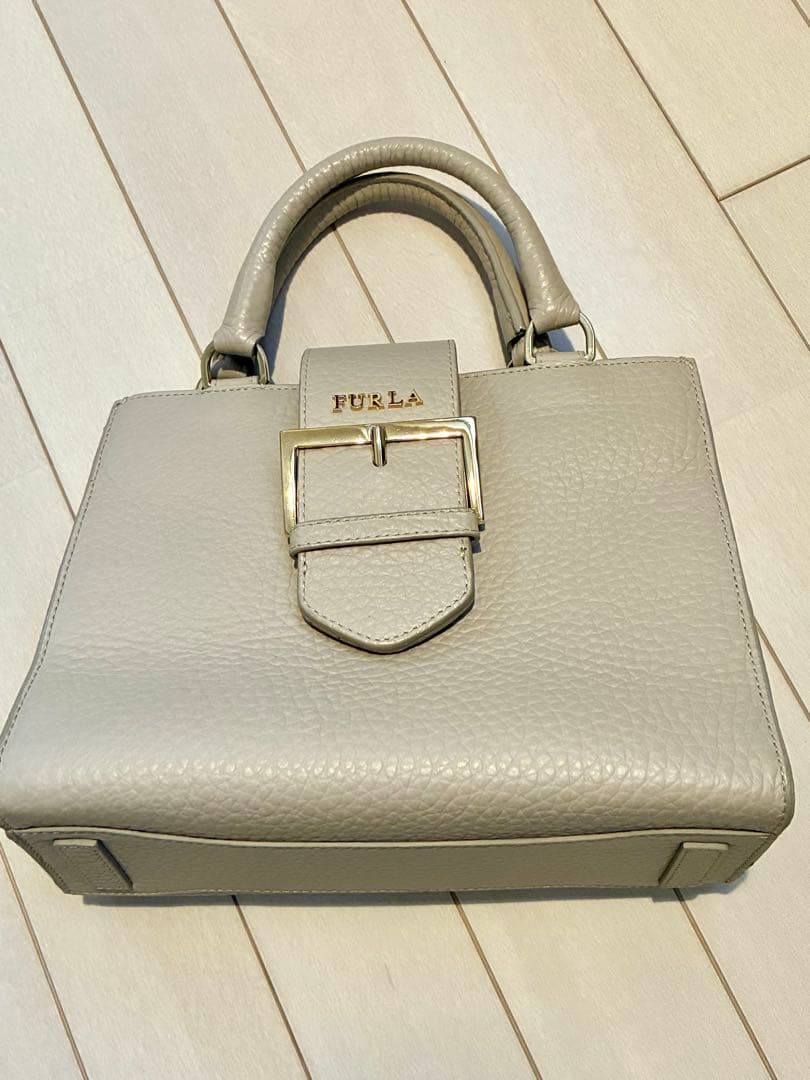 FURLA グレー ジュ　ハンドバッグ 保存袋付き