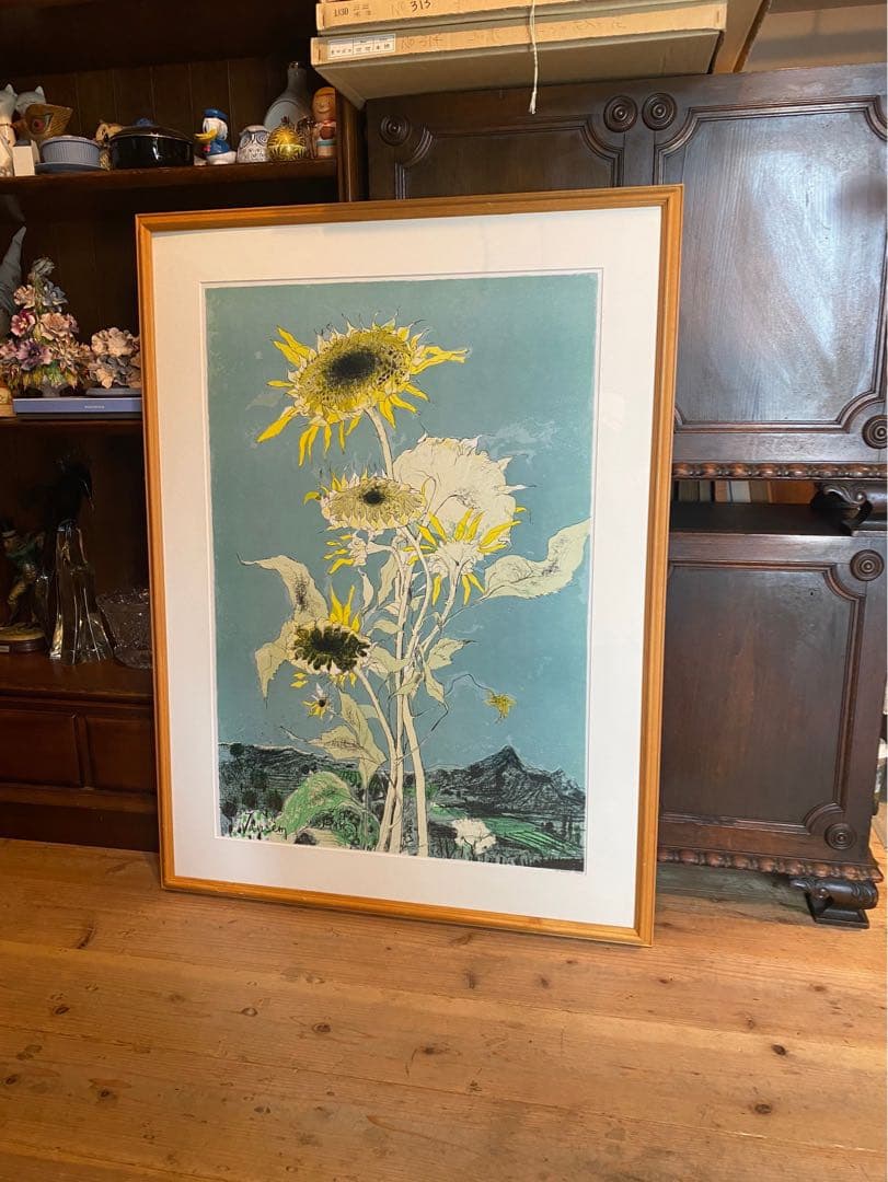 野菜果物＊ジャン•ジャンセン ひまわり 額縁 大判 リトポスター ムロール