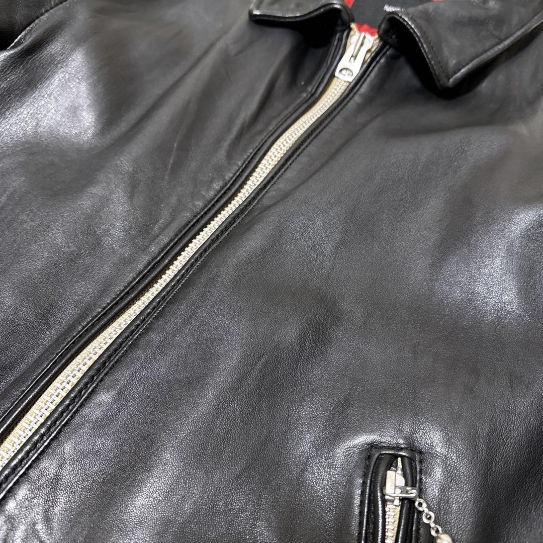 【極美品】XLサイズ ナノユニバース シープスキン シングルライダース 黒 赤