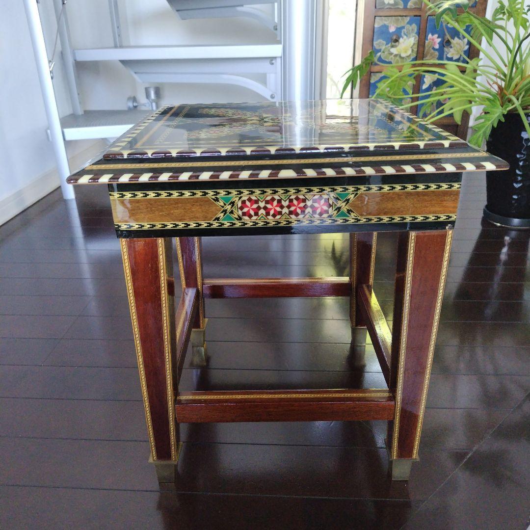 アンティーク 象嵌 寄木細工 天然木 ウッドチェア 飾り台