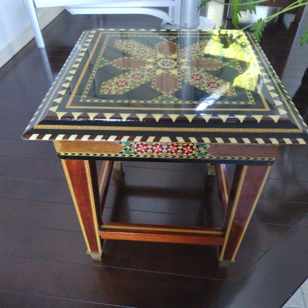 アンティーク 象嵌 寄木細工 天然木 ウッドチェア 飾り台