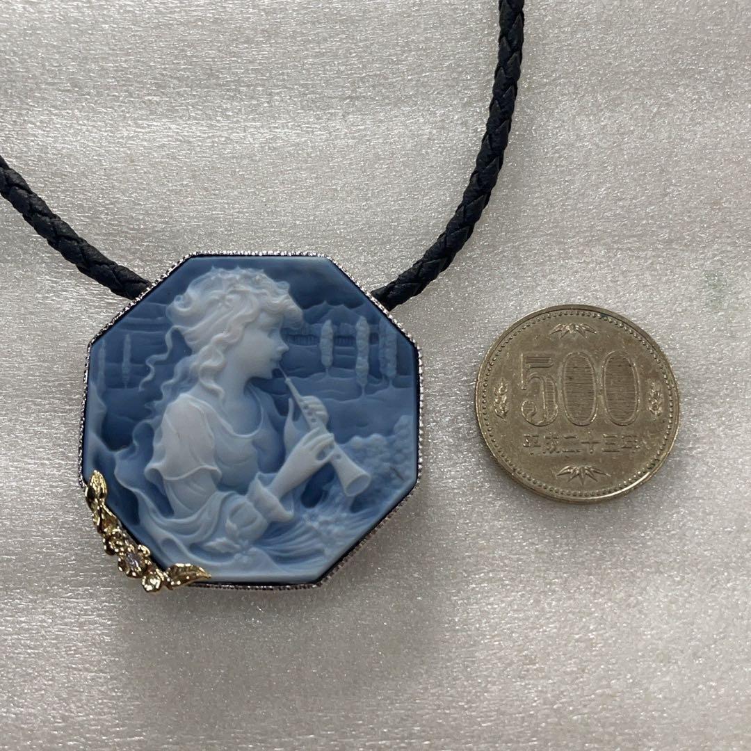 K18 SV925 メノーカメオ ダイヤモンド付き ブローチ ペンダント