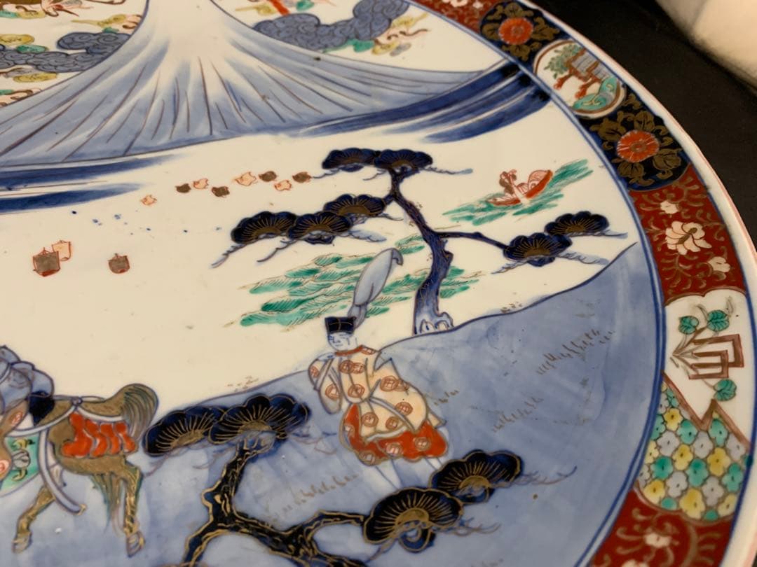 古伊万里　富士山　色絵金彩　大皿　約直径40㎝