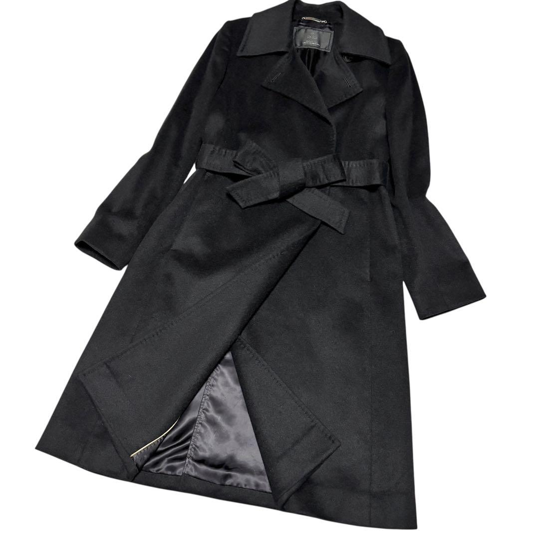 美品 INED イネド カシミヤ100% チェスターコート ブラック ベルト