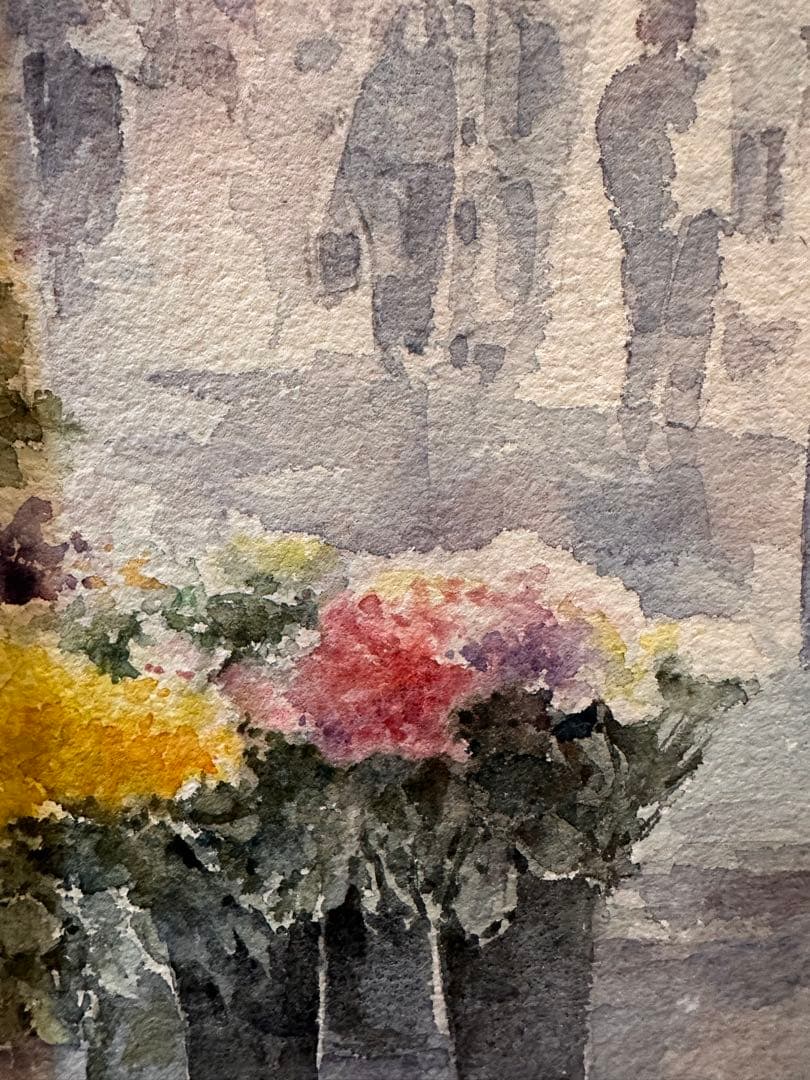 水彩画原画額装　パリの景色