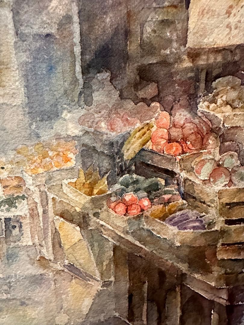 水彩画原画額装　パリの景色