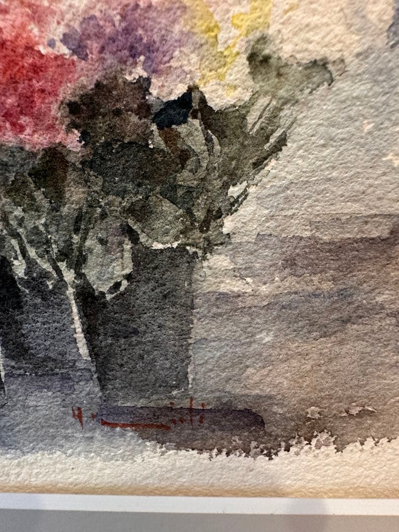 水彩画原画額装　パリの景色