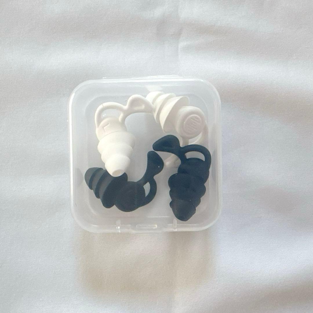 耳栓 睡眠用 遮音 ノイズ低減 騒音低減耳栓 睡眠 旅行 学習 黒・白 各1ペア
