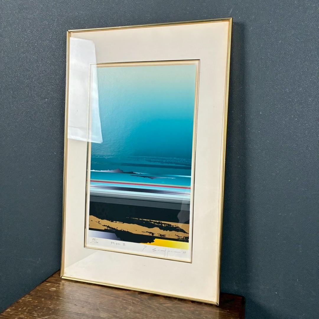 沢田哲郎「PrismⅢ」シルクスクリーン 1988年作 直筆サイン入り 額縁入り