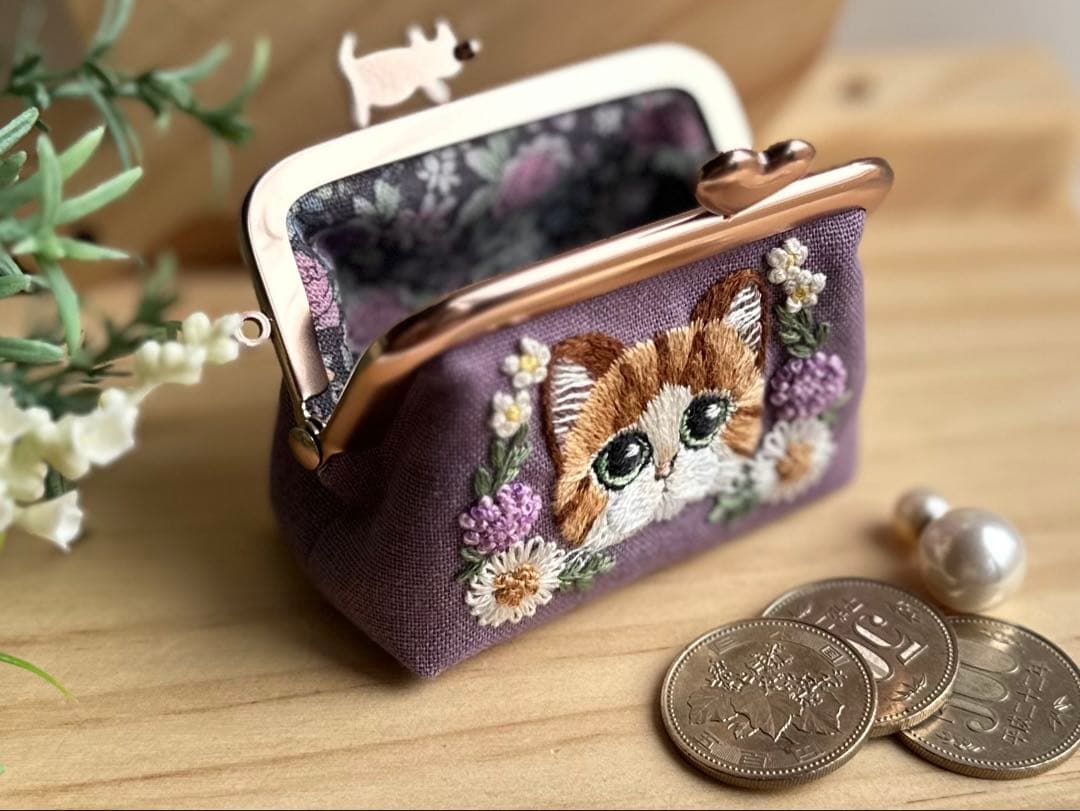 うさこ様　手刺繍猫のがま口　3点