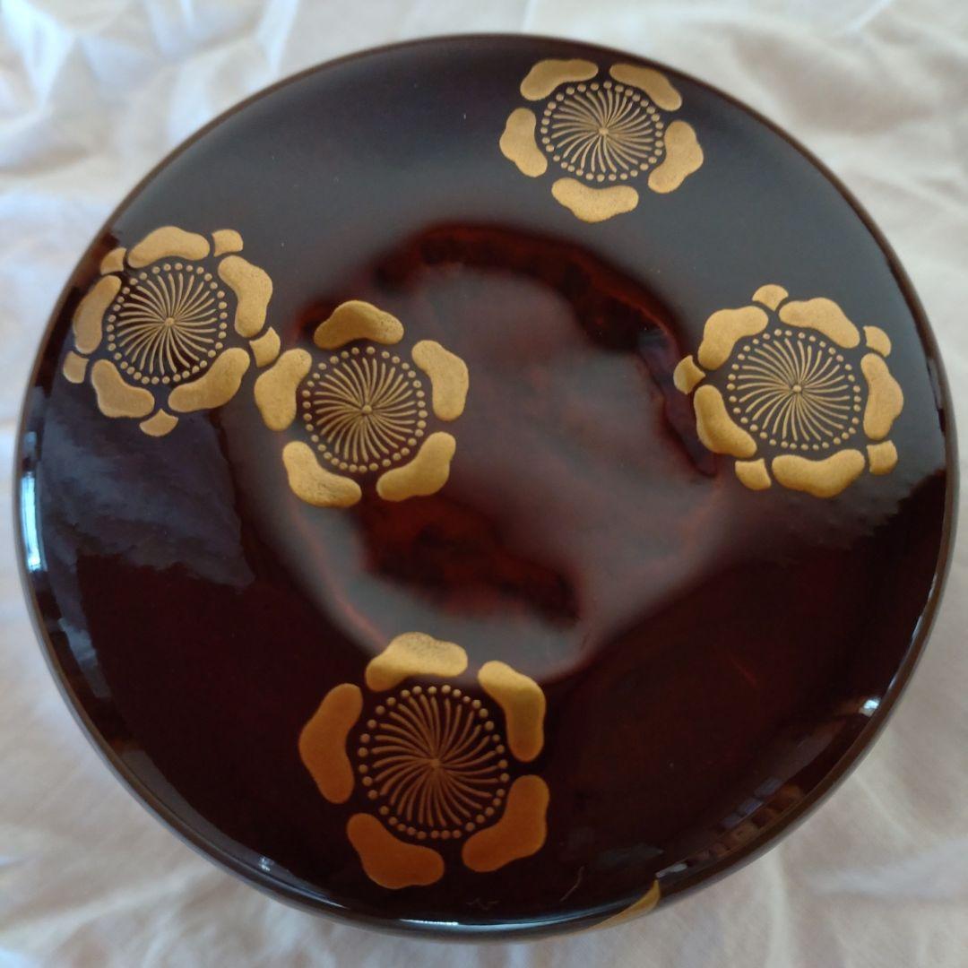 竹平棗　梅松絵　鵬雲斎お家元好　鵬雲斎お家元花押在判・箱書　正玄造　共箱　外箱付