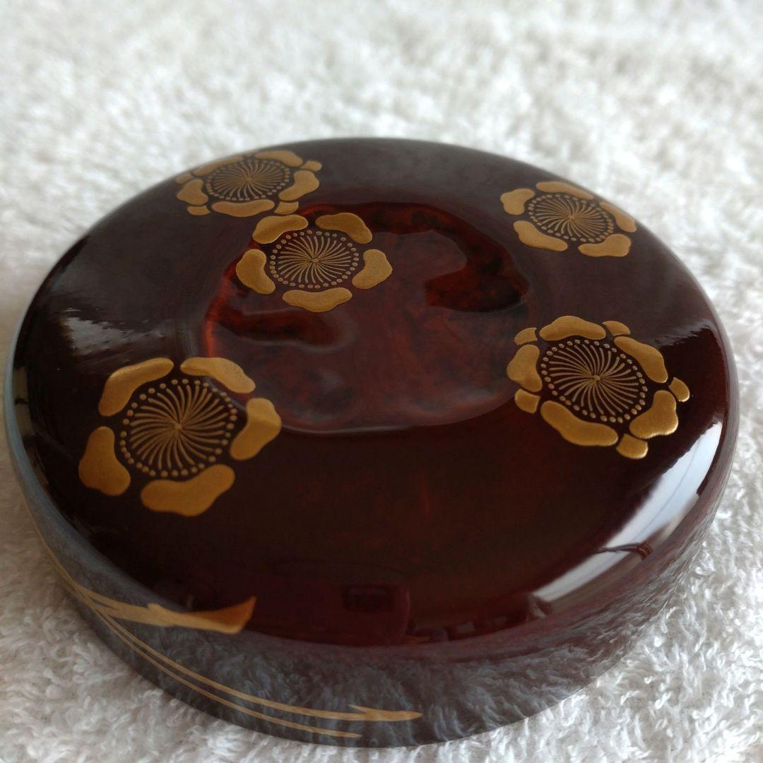 竹平棗　梅松絵　鵬雲斎お家元好　鵬雲斎お家元花押在判・箱書　正玄造　共箱　外箱付