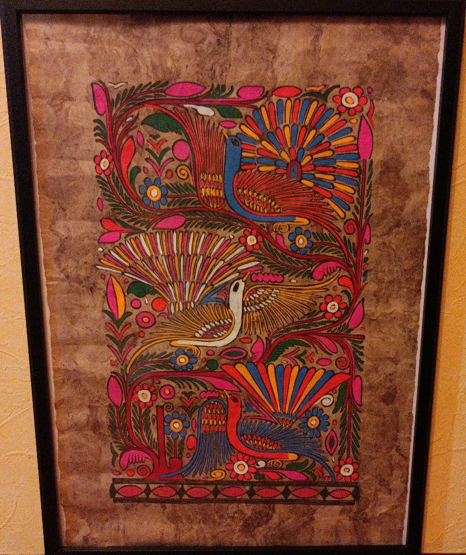 ビンテージメキシコ絵画　メキシコ伝統アマテアート