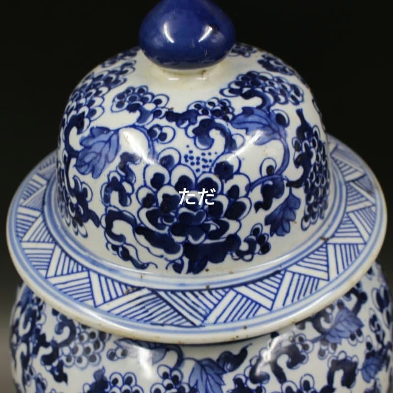 青花に花鳳紋将軍缶 景徳鎮 陶磁器 装飾品 現代工芸品 美術品 置物